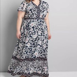 Lane Bryant Mixed-Print Flutter Sleeve Maxi Dress